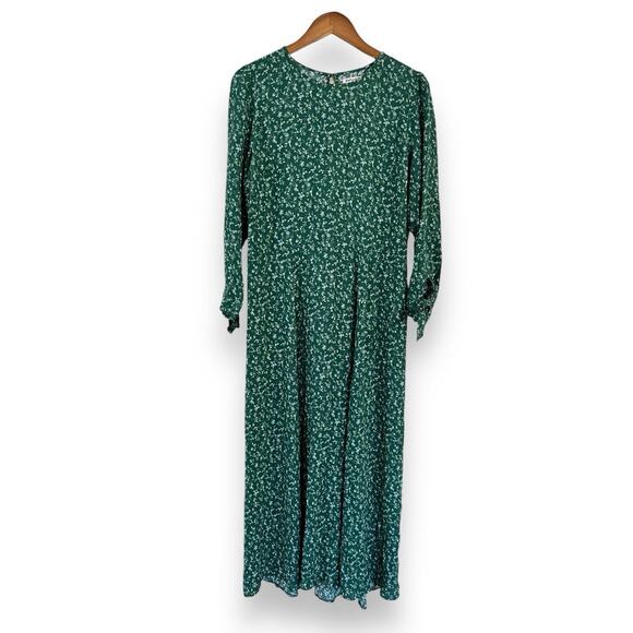 NEW Reformation Zelda Long Tie Sleeve Midi Dress Size 12 Rosemarie Green Floral - Picture 1 of 13